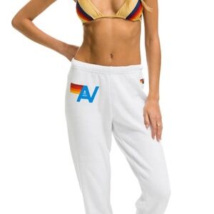 Aviator nation logo sweatpants white